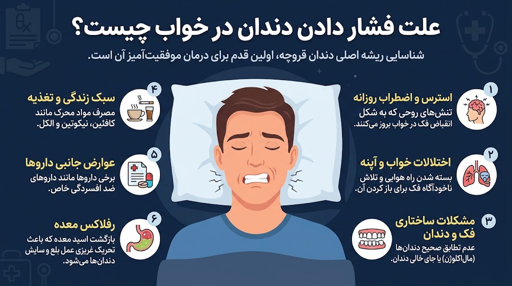 علت فشار دادن دندان در خواب