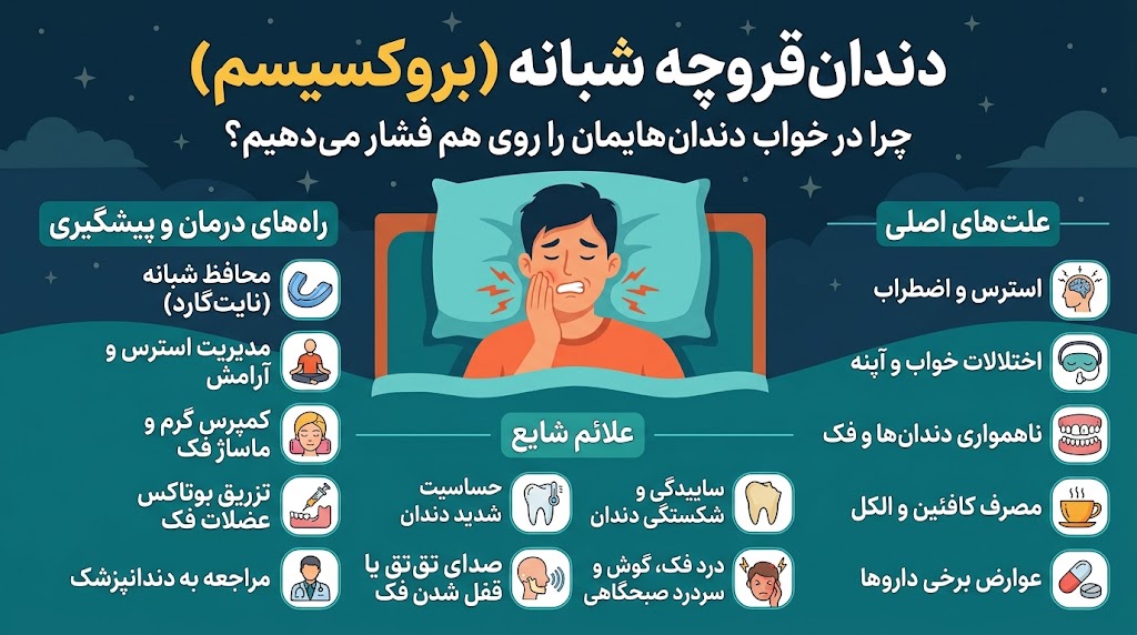 علت فشار دادن دندان در خواب